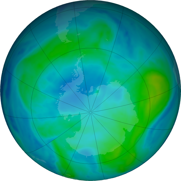 Antarctic ozone map for 19 February 2017
